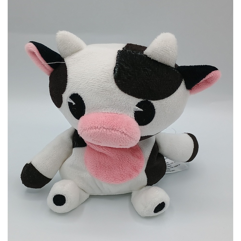 6" MTY International 210195-D Black White Pink BEANBAG Plush Cow 3